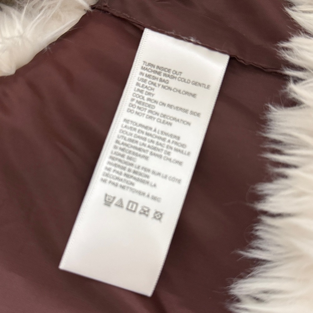 Urban Outfitters Brown Vest with Floral Embroidery and Cream Faux Fur - Picture 4 of 6
